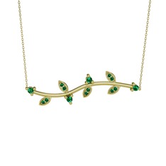 Zeytin Dalı Kolye - Yeşil kuvars 14 ayar altın kolye (40 cm altın rolo zincir) #1inkihu