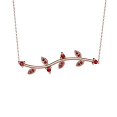 Zeytin Dalı Kolye - Garnet 18 ayar rose altın kolye (40 cm rose altın rolo zincir) #1l1skmn