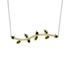 Zeytin Dalı Kolye - Siyah zirkon 18 ayar altın kolye (40 cm beyaz altın rolo zincir) #1n9z15k