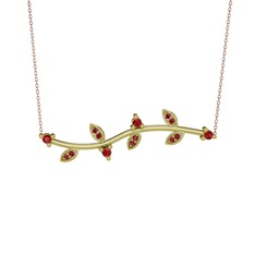 Zeytin Dalı Kolye - Garnet 8 ayar altın kolye (40 cm rose altın rolo zincir) #1ul03ue