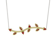 Zeytin Dalı Kolye - Garnet 8 ayar altın kolye (40 cm gümüş rolo zincir) #1yuh5p8