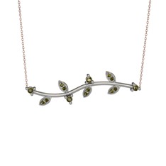 Zeytin Dalı Kolye - Peridot 925 ayar gümüş kolye (40 cm rose altın rolo zincir) #5m79o9