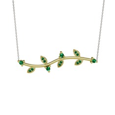 Zeytin Dalı Kolye - Yeşil kuvars 8 ayar altın kolye (40 cm beyaz altın rolo zincir) #flst08