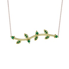 Zeytin Dalı Kolye - Yeşil kuvars 8 ayar altın kolye (40 cm rose altın rolo zincir) #jksp5x