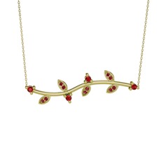Zeytin Dalı Kolye - Garnet 18 ayar altın kolye (40 cm gümüş rolo zincir) #raudij