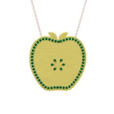 Elma Kolye - Yeşil kuvars 14 ayar altın kolye (40 cm rose altın rolo zincir) #13vv8sv