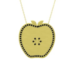 Elma Kolye - Siyah zirkon 14 ayar altın kolye (40 cm altın rolo zincir) #1aifnwr