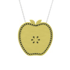 Elma Kolye - Peridot 18 ayar altın kolye (40 cm gümüş rolo zincir) #1f7usou