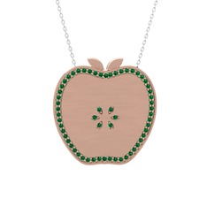 Elma Kolye - Yeşil kuvars 925 ayar rose altın kaplama gümüş kolye (40 cm gümüş rolo zincir) #1ru9jil