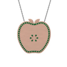 Elma Kolye - Yeşil kuvars 8 ayar rose altın kolye (40 cm gümüş rolo zincir) #1vdenep