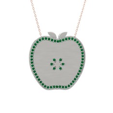 Elma Kolye - Yeşil kuvars 925 ayar gümüş kolye (40 cm rose altın rolo zincir) #9eq9sf