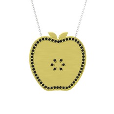 Elma Kolye - Siyah zirkon 18 ayar altın kolye (40 cm beyaz altın rolo zincir) #cvjrnk