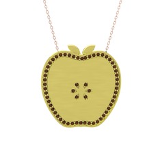 Elma Kolye - Dumanlı kuvars 14 ayar altın kolye (40 cm rose altın rolo zincir) #iq5nye