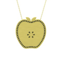 Elma Kolye - Peridot 925 ayar altın kaplama gümüş kolye (40 cm altın rolo zincir) #v47rzi