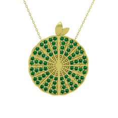 Karpuz Kolye - Yeşil kuvars 14 ayar altın kolye (40 cm altın rolo zincir) #1onhk6h