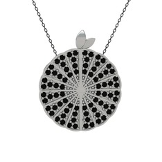 Karpuz Kolye - Siyah zirkon 925 ayar gümüş kolye (40 cm gümüş rolo zincir) #63itfx