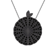 Karpuz Kolye - Siyah zirkon 925 ayar siyah rodyum kaplama gümüş kolye (40 cm gümüş rolo zincir) #sp5qt8