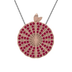 Karpuz Kolye - Rodolit garnet 18 ayar rose altın kolye (40 cm gümüş rolo zincir) #ws90l9