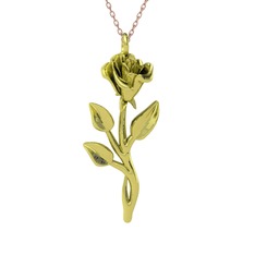 Rosa Gül Kolye - 14 ayar altın kolye (40 cm rose altın rolo zincir) #6qmmed