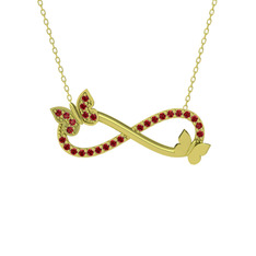 Kelebek Sonsuzluk Kolye - Garnet 18 ayar altın kolye (40 cm altın rolo zincir) #1gpxmhi