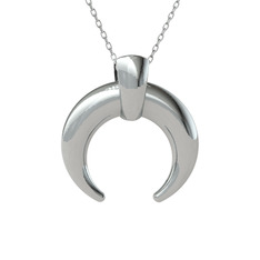 Kalın Hilal Kolye - 925 ayar gümüş kolye (40 cm gümüş rolo zincir) #11uxhni