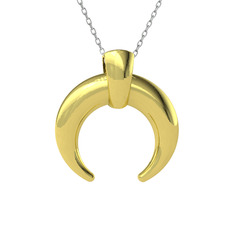 Kalın Hilal Kolye - 8 ayar altın kolye (40 cm gümüş rolo zincir) #12oyyg1
