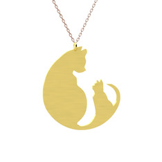 Aile Kedi Kolye - 8 ayar altın kolye (40 cm rose altın rolo zincir) #18h3izt