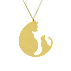 Aile Kedi Kolye - 18 ayar altın kolye (40 cm gümüş rolo zincir) #cpwtis