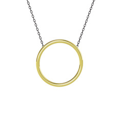 Klasik Halka Kolye - 18 ayar altın kolye (40 cm gümüş rolo zincir) #1euubwf