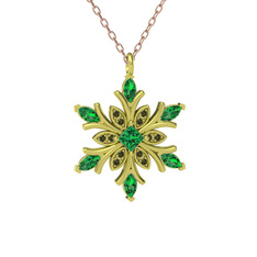 Nix Kar Tanesi Kolye - Yeşil kuvars ve peridot 14 ayar altın kolye (40 cm gümüş rolo zincir) #xe8sjp