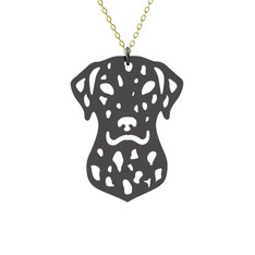 Dalmaçyalı Köpek Kolye - 925 ayar siyah rodyum kaplama gümüş kolye (40 cm altın rolo zincir) #1ihqhg7