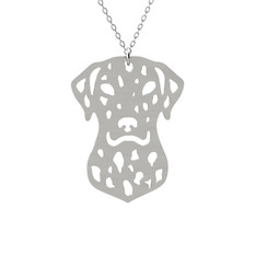 Dalmaçyalı Köpek Kolye - 14 ayar beyaz altın kolye (40 cm beyaz altın rolo zincir) #hrmh0s