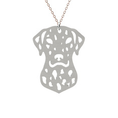 Dalmaçyalı Köpek Kolye - 18 ayar beyaz altın kolye (40 cm rose altın rolo zincir) #qgwqyy