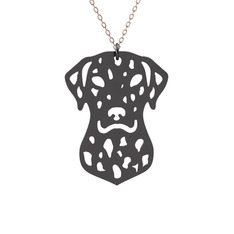 Dalmaçyalı Köpek Kolye - 925 ayar siyah rodyum kaplama gümüş kolye (40 cm rose altın rolo zincir) #vqs3gk