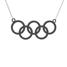 Olimpiyat Kolye - 925 ayar siyah rodyum kaplama gümüş kolye (40 cm beyaz altın rolo zincir) #ar4xd1