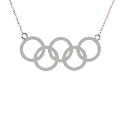 Olimpiyat Kolye - 14 ayar beyaz altın kolye (40 cm rose altın rolo zincir) #h2bvp7