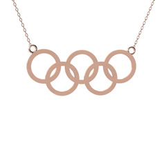 Olimpiyat Kolye - 18 ayar rose altın kolye (40 cm rose altın rolo zincir) #t6x4w5