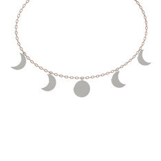Ay Evreleri Kolye - 18 ayar beyaz altın kolye (40 cm rose altın rolo zincir) #19qp0p9