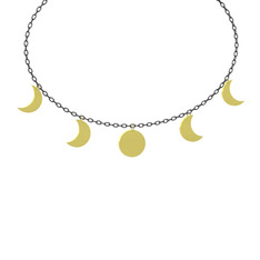 Ay Evreleri Kolye - 18 ayar altın kolye (40 cm gümüş rolo zincir) #1mv8sv8