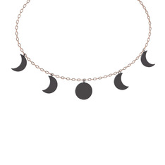 Ay Evreleri Kolye - 925 ayar siyah rodyum kaplama gümüş kolye (40 cm gümüş rolo zincir) #1q6ddjt