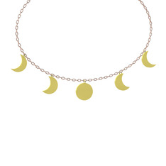 Ay Evreleri Kolye - 8 ayar altın kolye (40 cm rose altın rolo zincir) #1uf8ke2