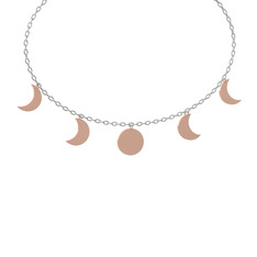 Ay Evreleri Kolye - 925 ayar rose altın kaplama gümüş kolye (40 cm gümüş rolo zincir) #1v7xdfx