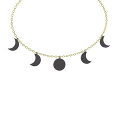 Ay Evreleri Kolye - 925 ayar siyah rodyum kaplama gümüş kolye (40 cm gümüş rolo zincir) #1wrmqi2