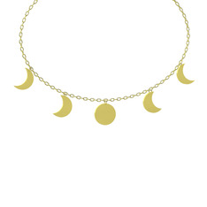 Ay Evreleri Kolye - 925 ayar altın kaplama gümüş kolye (40 cm altın rolo zincir) #oexhpc