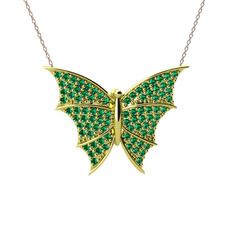 Diana Kelebek Kolye - Yeşil kuvars 18 ayar altın kolye (40 cm rose altın rolo zincir) #lrjhe5