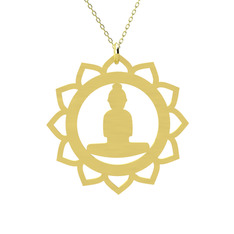 Lotus Buda Kolye - 8 ayar altın kolye (40 cm gümüş rolo zincir) #17iyevj
