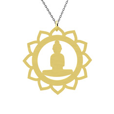 Lotus Buda Kolye - 18 ayar altın kolye (40 cm gümüş rolo zincir) #9kxj2o