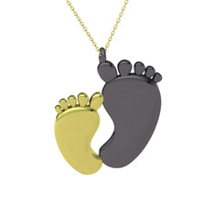 Bebek Ayağı Kolye - 8 ayar altın kolye (40 cm gümüş rolo zincir) #1avne85