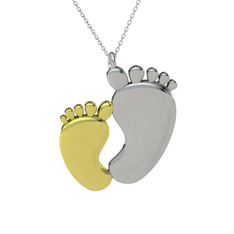 Bebek Ayağı Kolye - 18 ayar altın kolye (40 cm beyaz altın rolo zincir) #1g0pfbi