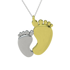 Bebek Ayağı Kolye - 18 ayar beyaz altın kolye (40 cm gümüş rolo zincir) #1p864um